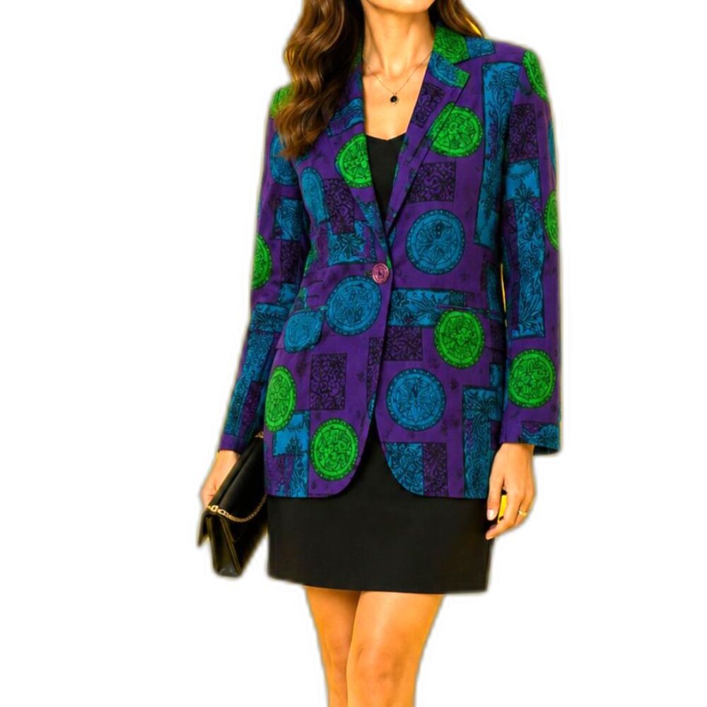 100% Silk Sunny Leigh Vintage Floral print blazer - Size S